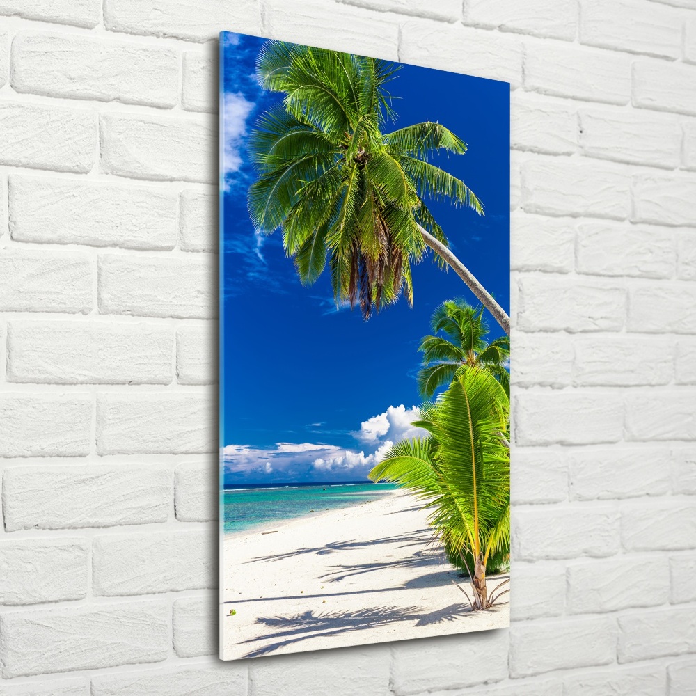 Tableau imprimé sur verre Plage exotique palmiers