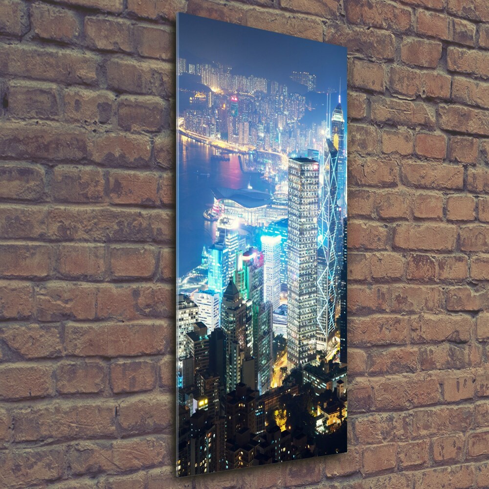 Tableau sur verre Hong Kong de nuit