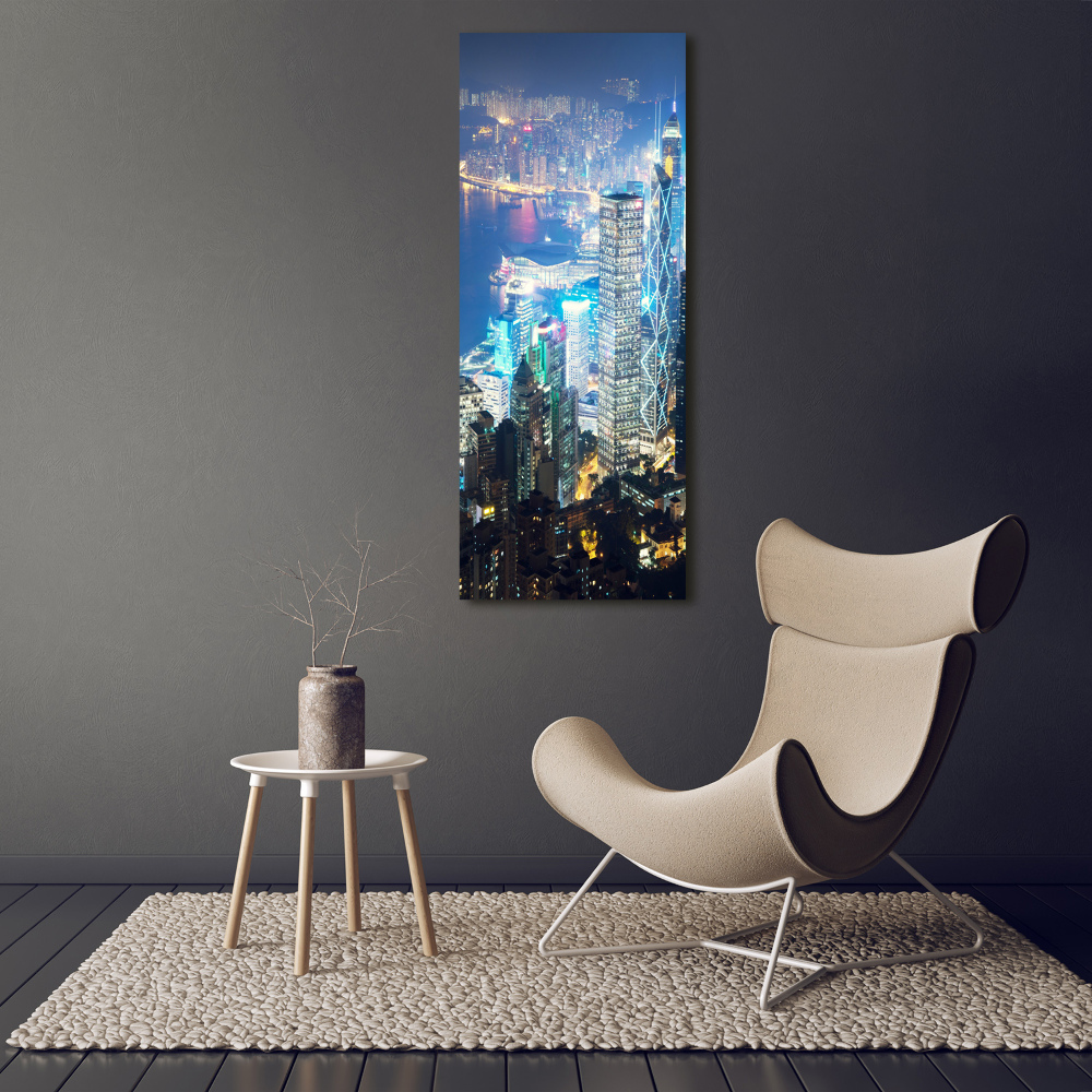 Tableau sur verre Hong Kong de nuit