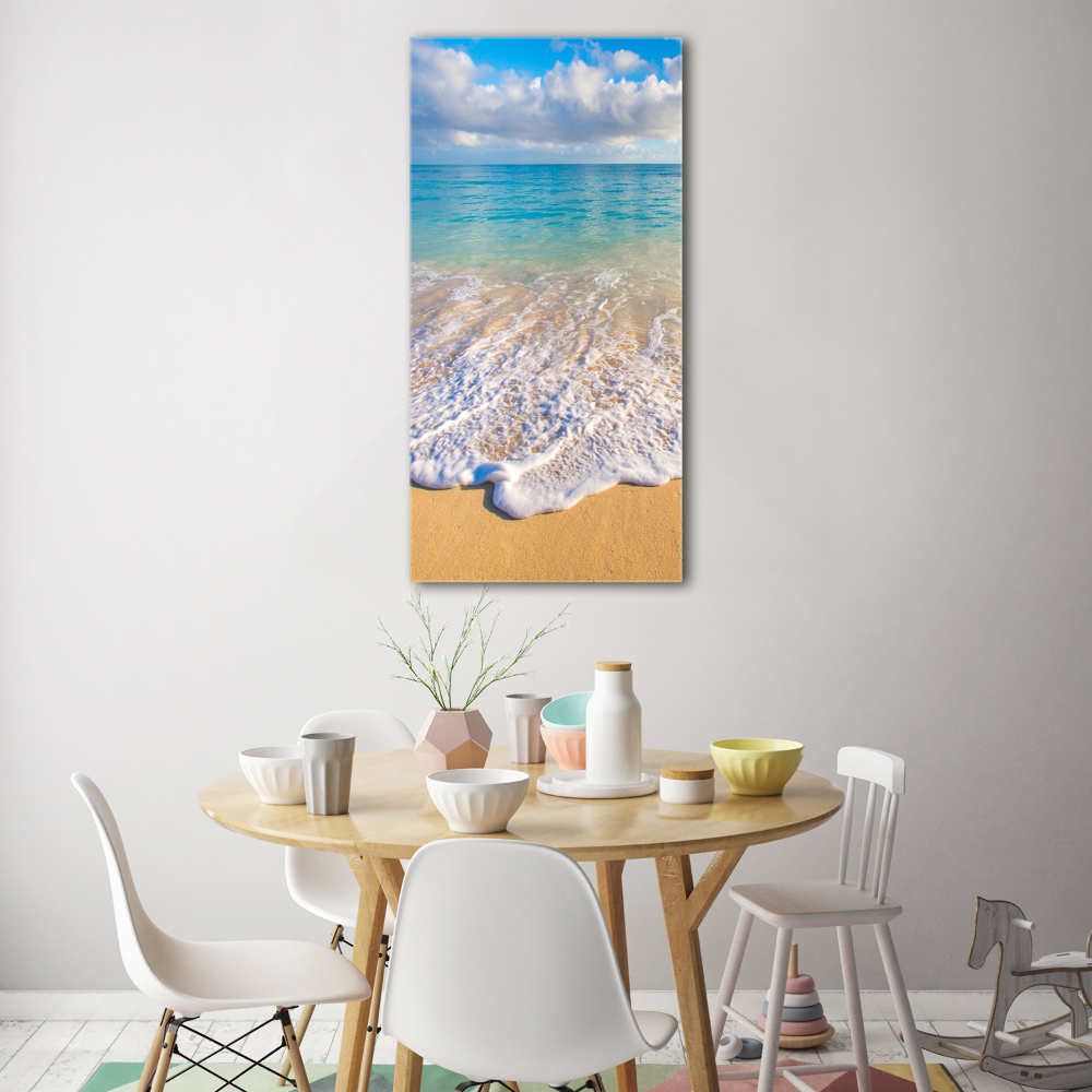 Tableau photo sur verre Plage tropicale palmiers