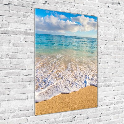 Tableau photo sur verre Plage tropicale palmiers