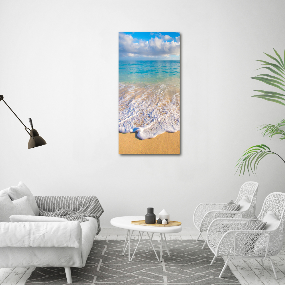 Tableau photo sur verre Plage tropicale palmiers