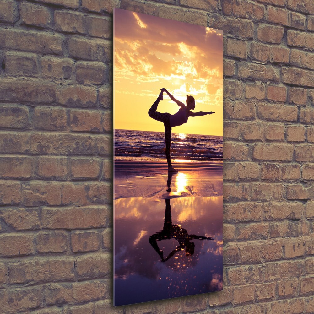 Tableau photo sur verre Yoga sur la plage