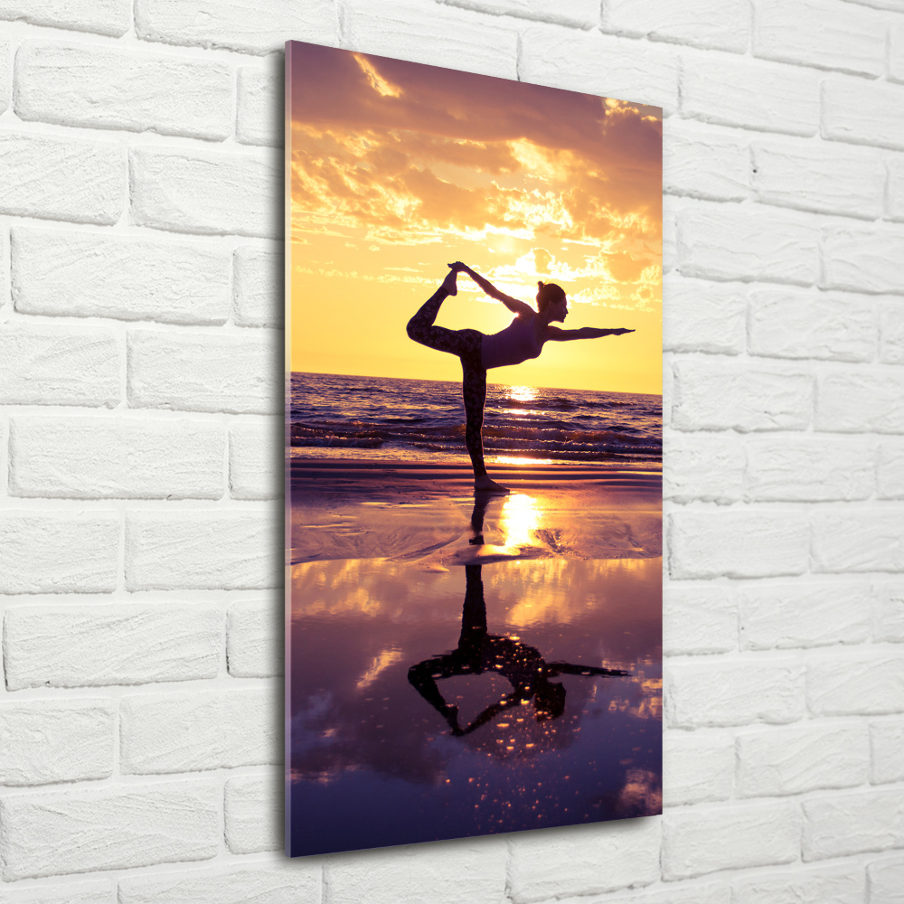 Tableau photo sur verre Yoga sur la plage