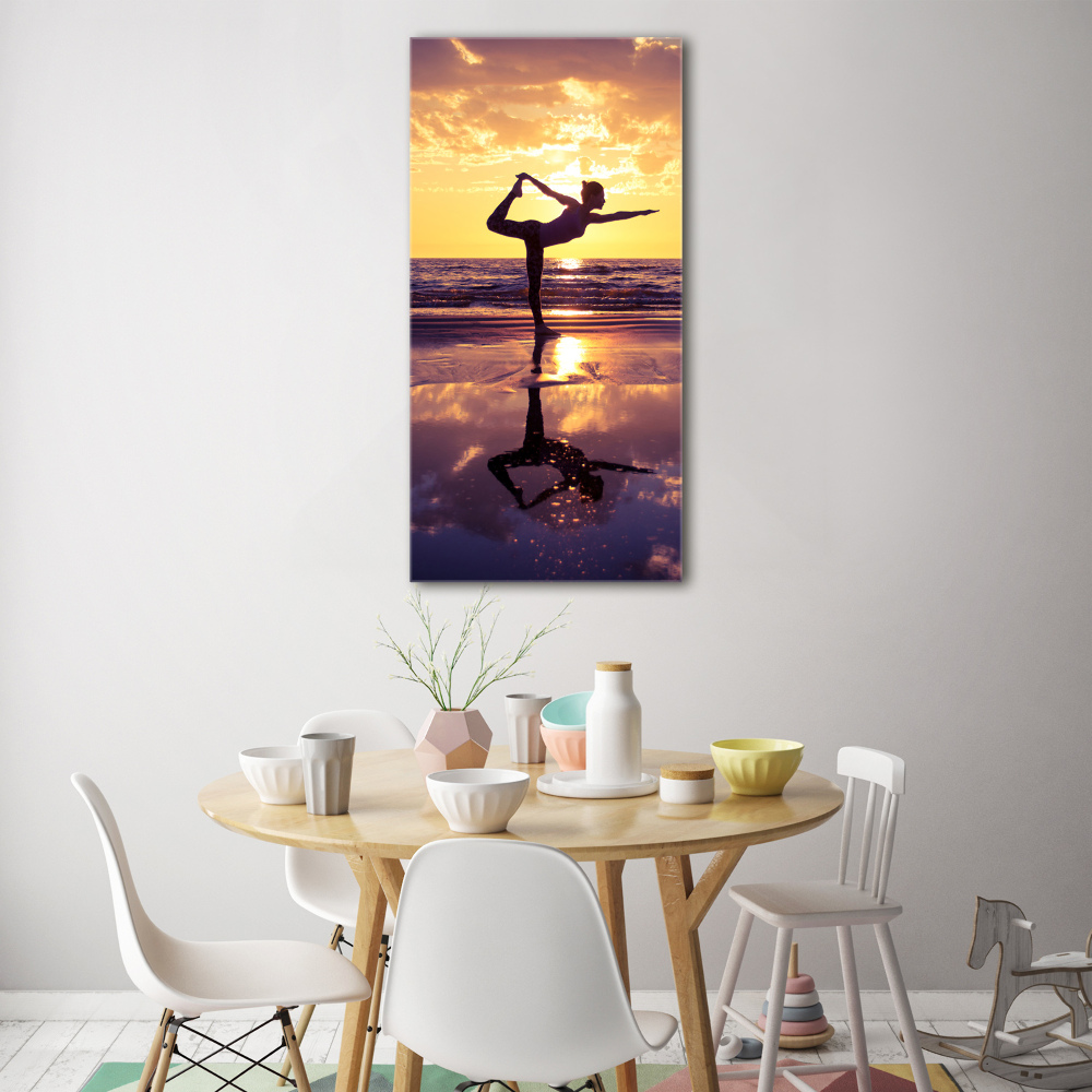 Tableau photo sur verre Yoga sur la plage