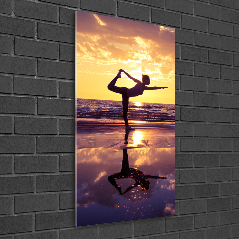 Tableau photo sur verre Yoga sur la plage