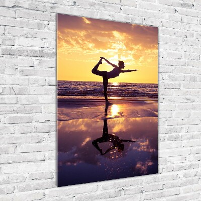 Tableau photo sur verre Yoga sur la plage