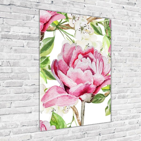 Tableau photo sur verre Pivoine