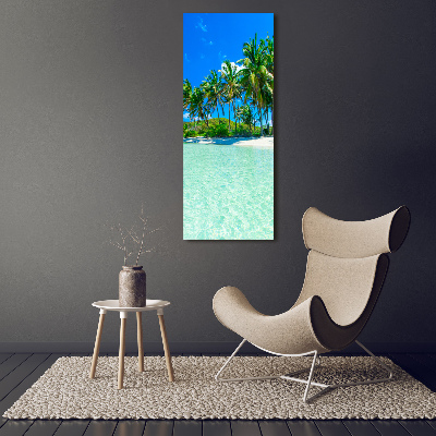 Tableau en verre Plage exotique palmiers