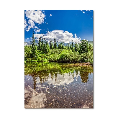 Tableau imprimé sur verre Lac de montagne