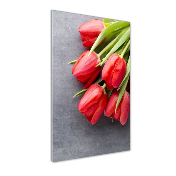 Tableau imprimé sur verre Tulipes rouges