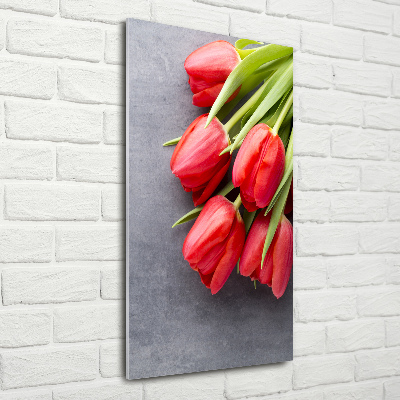 Tableau imprimé sur verre Tulipes rouges