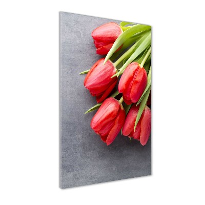 Tableau imprimé sur verre Tulipes rouges