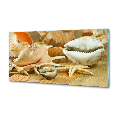 Crédence de cuisine Coquillages sur bois