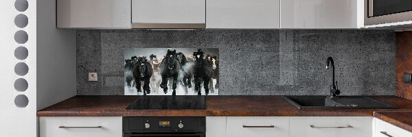 Crédence en verre trempé Chevaux au galop