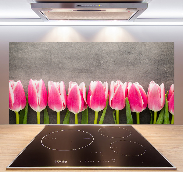 Panneaux muraux cuisine Tulipes roses