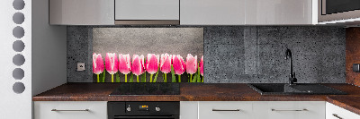 Panneaux muraux cuisine Tulipes roses