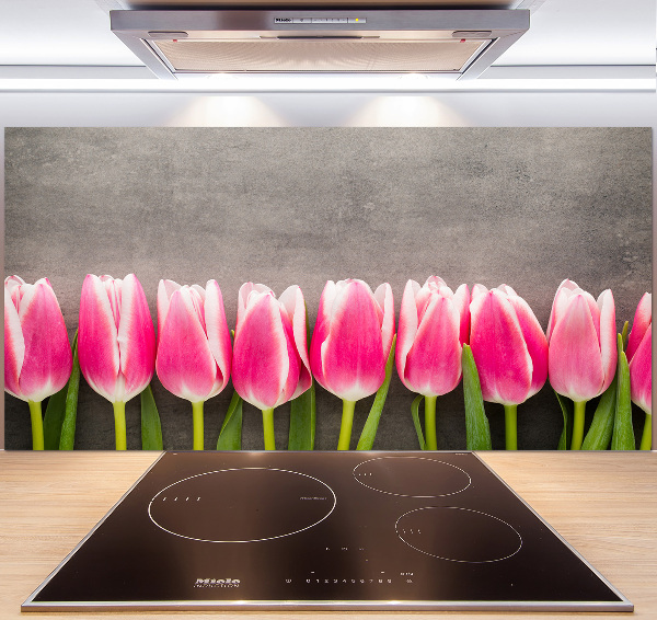Panneaux muraux cuisine Tulipes roses