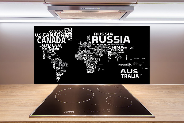 Panneau crédence cuisine Inscriptions sur la carte du monde