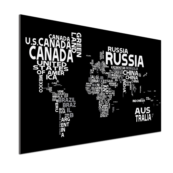 Panneau crédence cuisine Inscriptions sur la carte du monde