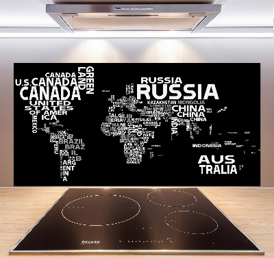 Panneau crédence cuisine Inscriptions sur la carte du monde