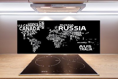 Panneau crédence cuisine Inscriptions sur la carte du monde