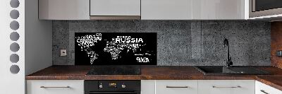 Panneau crédence cuisine Inscriptions sur la carte du monde