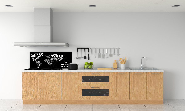 Panneau crédence cuisine Inscriptions sur la carte du monde
