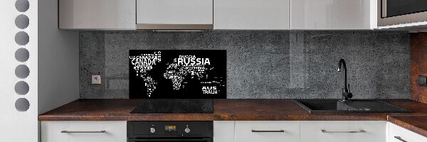 Panneau crédence cuisine Inscriptions sur la carte du monde