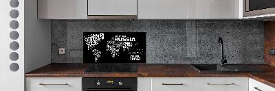 Panneau crédence cuisine Inscriptions sur la carte du monde