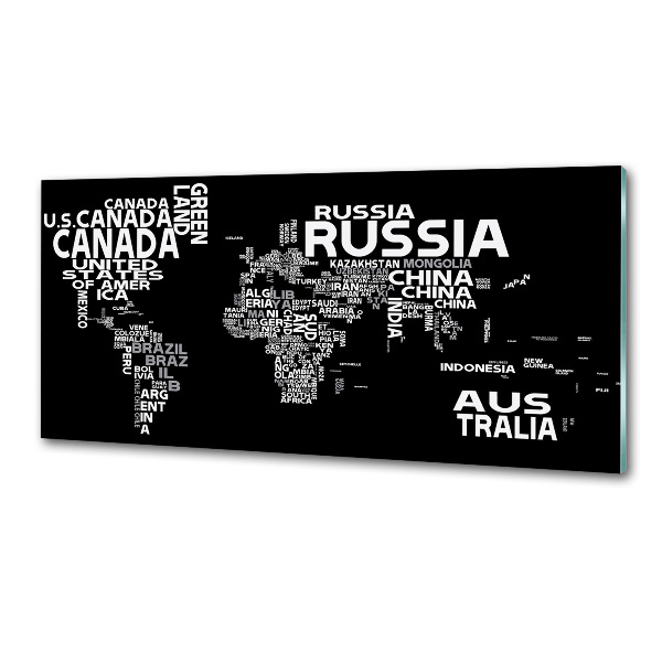 Panneau crédence cuisine Inscriptions sur la carte du monde