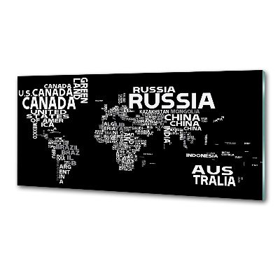 Panneau crédence cuisine Inscriptions sur la carte du monde