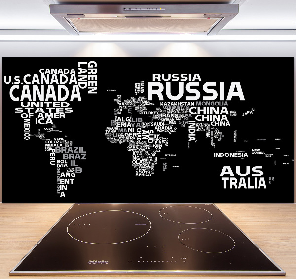 Panneau crédence cuisine Inscriptions sur la carte du monde