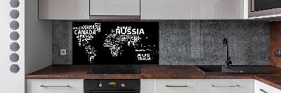 Panneau crédence cuisine Inscriptions sur la carte du monde