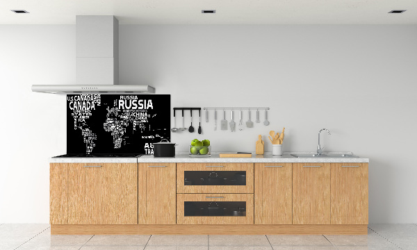 Panneau crédence cuisine Inscriptions sur la carte du monde