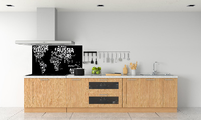 Panneau crédence cuisine Inscriptions sur la carte du monde