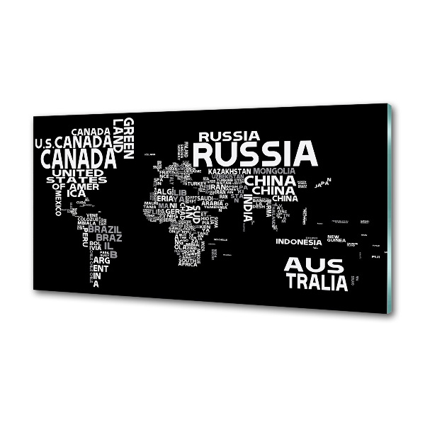 Panneau crédence cuisine Inscriptions sur la carte du monde