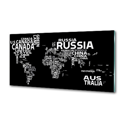 Panneau crédence cuisine Inscriptions sur la carte du monde