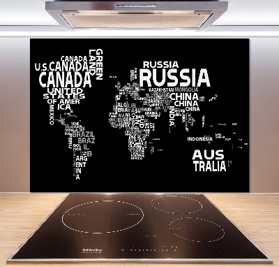 Panneau crédence cuisine Inscriptions sur la carte du monde