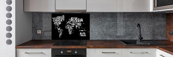 Panneau crédence cuisine Inscriptions sur la carte du monde
