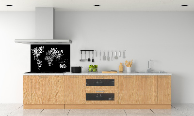 Panneau crédence cuisine Inscriptions sur la carte du monde