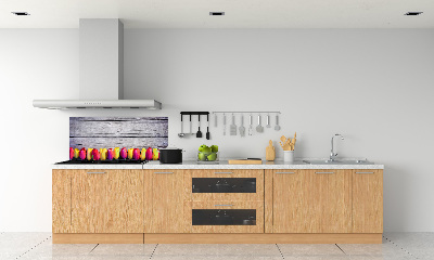 Panneaux muraux cuisine Tulipes sur bois