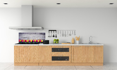 Panneaux muraux cuisine Tulipes sur bois