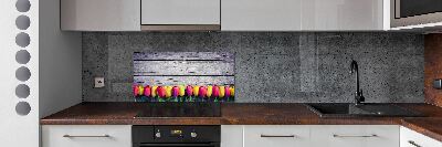 Panneaux muraux cuisine Tulipes sur bois