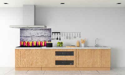Panneaux muraux cuisine Tulipes sur bois