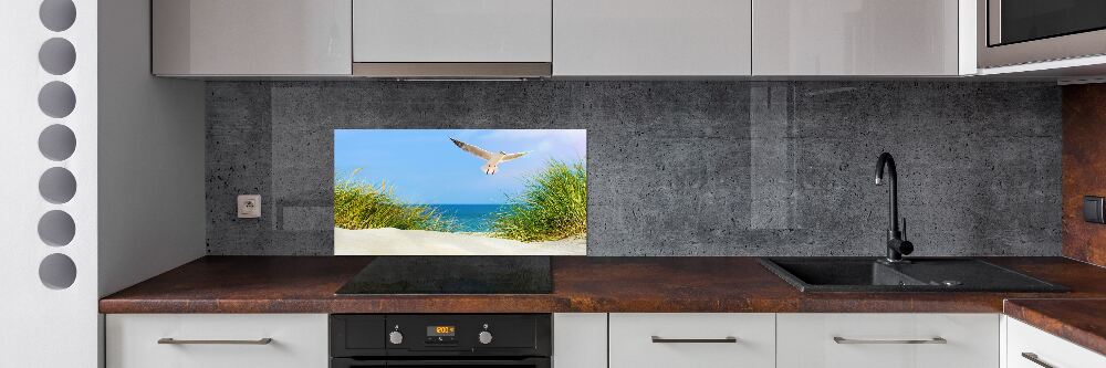 Crédence De Cuisine En Verre 125x50 Cm - Motif Architecture Mer Plage Style Sépia - Tulup