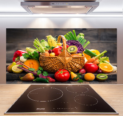 Crédence de cuisine en verre Panier de fruits et légumes