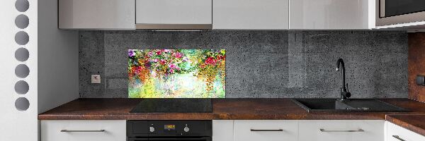 Panneau crédence cuisine Fleurs multicolores