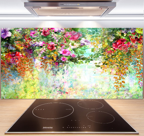 Panneau crédence cuisine Fleurs multicolores