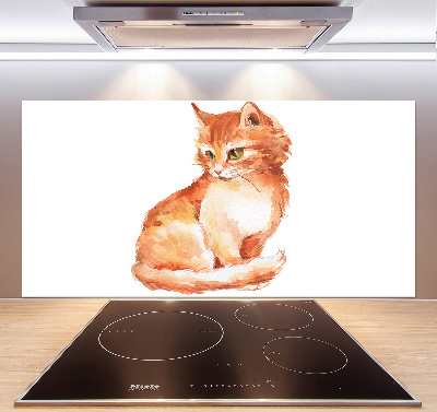 Verre pour crédence Chat rouge